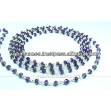 Natürliche Silber Amethyst Rondelle Facettierte Perlenkette, Großhandel Edelstein Schmuck